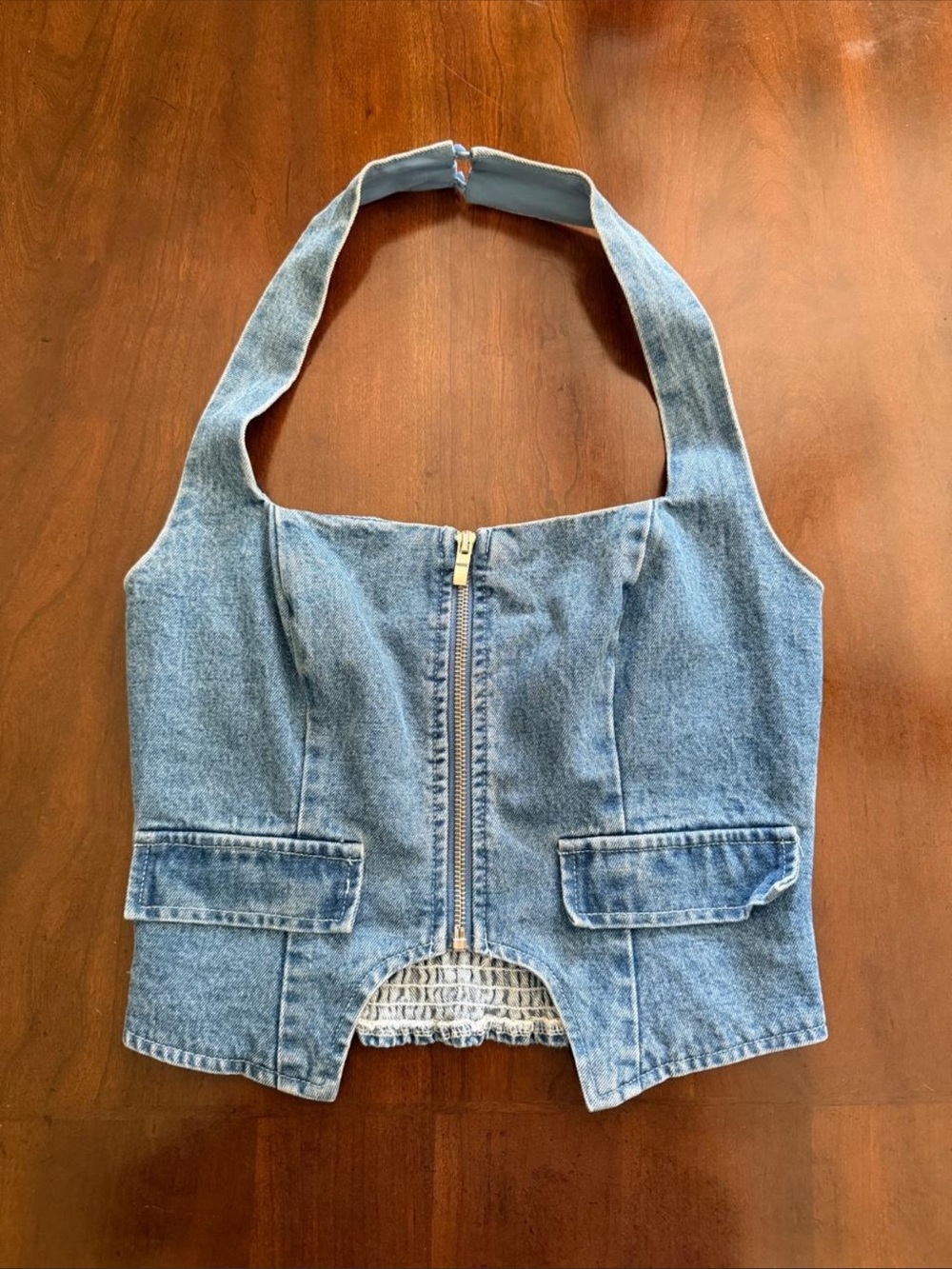 Cropped Denim Halter